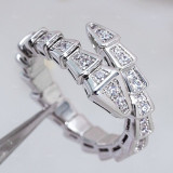Luxury Brand High Quality 925 Sterling Silver Elastic Zircon Snake Bone Ring Women's Charm Fashion Party Gift Premium Jewelry