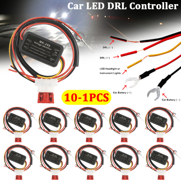 10-1PC Car LED DRL Controller Auto Daytime Running Light Relay Harness Dimmer Waterproof On/Off Fog Light Control For 12-24V Car