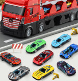 24Pcs Alloy Mini Car Set Inertial Cars Trucks Folding Deformation Ejection Sports Vehicle Model To Store Multi-Function Kids Toy