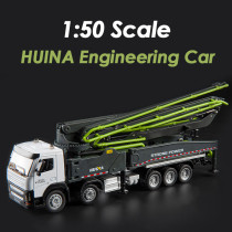 Huina 1709 1:50 Truck Model Toy Alloy Cars Trucks Movable Concrete Pump Truck Toy Simulation Engineering Construction Car Model