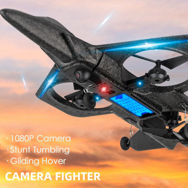 RC Plane with Camera Kids Toy Remote Control Helicopter Radio Controlled Aircraft Light Foam Glider Combat Drone Chidern Gifts