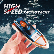 Mini Rc Boat Toys for Kids Remote Control Speedboat with Light Radio-Controlled Ship Electric Toy Yacht Model Children Gift