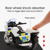 1:14 Alloy Pull Back Motorcycle Kids Toy Police Motorcycle with Light and Music Car Model Collection Childern Gift Inertial Car