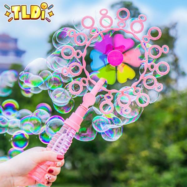 Windmill Bubbles Gun Bubble Sticks Toys for Kids Handheld Soap Machine Summer Party Games Outdoor Game Children Gift Magic Wand