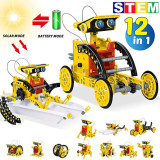 12In1 Solar Energy Technological Gadgets Diy Assembled Model Mechanical Bricks Building Block Science Educational Toy Novel Toy