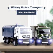 1:50 Alloy Car Model Military Police Pull Back Sound and Light Diecast Vehicle Truck Army Toys for Children Toys for Boys