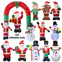 1.2-1.8M LED Inflatable Christmas Santa Claus Ornament Nutcracker Model Christmas Dolls for 2023 New Year Party Christmas Decor