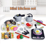 Childern's Toy Kitchen Set Simulation Kitchenware with Light Sound Pretend Play Pot Pan Cooking Utensils Girls Childern Gift