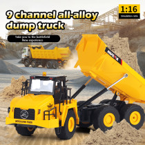 Huina 1:16 Remote Control Dump Truck Kids Toy Alloy Engineer Vehicle Radio Control Truck with Light and Souns Childern Gift