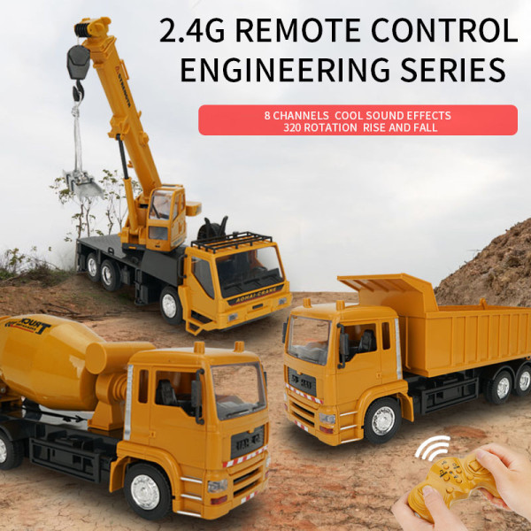 Rc Trucks 1:24 Simulation Engineering Cars Trucks Large 10Ch Remote Control Vehicle Excavator Mixer Truck Kids Toy