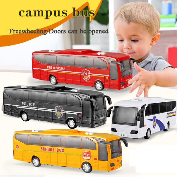 Car Model Kids Toys Simulation Bus with Light Music Inertial Vehicle Pull Back Cars Car Collection Educational Toy Children Gift