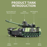 1:30 RC Crawler Tank Rotating Turret Kids Toy 2.4G Remote Control Car with Light and Sound Childern Gift Military Tank Model
