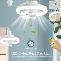 30/48/60W Ceiling Fan with E27 Lamp 3 Speed Silent 360 ° Rotation Cooling Fan Light Remote Control Home Chandeliers for Bedroom