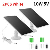2/1PCS 10W 5V Solar Cells Charger Micro USB+Type-C 2in1 Charging Portable Solar Panels for Security Camera Home Light System