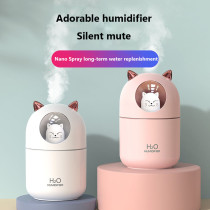 300ML Air Humidifier Cute Cat Aroma Diffuser with Colorful Night Light USB Mute Air Purifier Cool Mist Maker Home Air Freshener