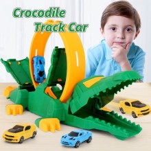 Crocodile Track Car for Kids Children's Toy Large Track Dinosaur Model Set with 2 Cars Rotate Track Set Perfect Childern Gift