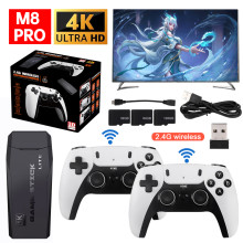 M8/M8 PRO Video Game Console 4K HD 20000+ Games 2.4G Wireless Controller Retro TV Game Stick Handheld Game Player Christmas Gift