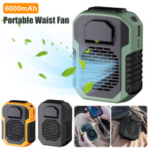 6000mA Portable Waist Fan USB Air Conditioning 3 Speed Mini Electric fan Outdoor Sports Exhaust Neck Fan Charger for Phone