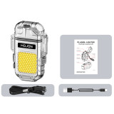 Mini LED Flashlight Portable Pocket Plasma Dual ARC Lighter USB Rechargeable 3 Lighitng Modes COB Light Outdoor Emergency Lamp