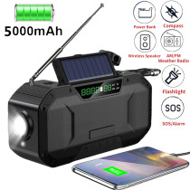 Multifunctional Portable Radio Crank AM/FM Emergency Radio Solar Power Hand Crank USB charger 5000mAh Power Bank for Cellphone