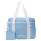 Fashion Cute Japanese Heart JK School Uniform Bags Canvas Shoulder Bags Casual Ladies Large Capacity Handbags Totes for Travel