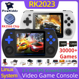 POWKIDDY RK2023 Retro Handheld Game Console Linux System 3.5 Inch IPS Screen RK3566 Chip 16GB+128GB 30000+ Games Video Player