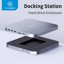 Hagibis USB C Hub with Hard Drive Enclosure Type C Docking Station 2.5 SATA NVME M.2 SSD Case 4K DP USB3.0 M1 M2 for Mac Mini