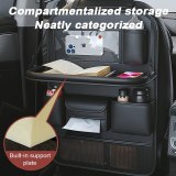 All in One Car Seat Back Organizer Multi-Functional Rear Seat Storage Bag with Foldable Tray Cup/Tissue Holder Storage Pocket