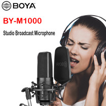 BOYA BY-M1000 Large Diaphragm Microphone Low-cut Filter Cardioid Condensador Microfone for Studio Broadcast Live Vlog Video Mic