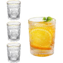 6 PCs 300ml Transparent Wine Glass Set Drinking Cup Baroque Glassware for Dinner Parties Bar Thick Heat Resistant Unleaded Glass