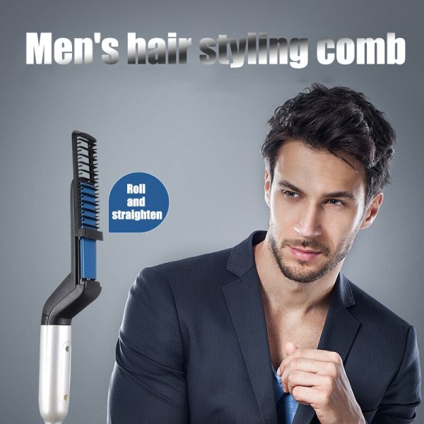 Men's Multi Functional Combing Fixed Fluffy Roll Straight Personal Care Electric Brush Beard Straight Fashion Modeling Tooll