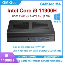 GMKtec M4 Intel 12th Core i9-11900H Windows 11 WiFi 6 BT5.2  MINI PC DDR4 3200Mhz M.2 2280 NVME SSD Desk Gaming Computer