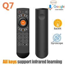 Q7 Backlit Gyroscope Wireless Air Mouse Smart Voice Remote Control Full Keys IR Learning for H96 MAX Android TV Box VS G20S PRO