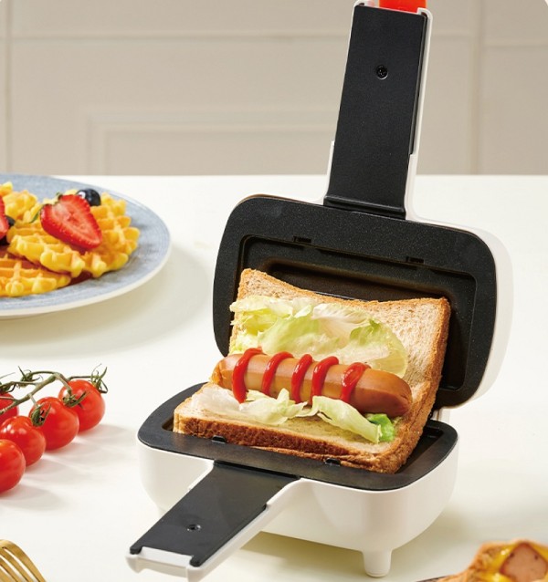 220V Sandwich Machine Home Mini Panini Light Food Breakfast Machine Non-Stick Double-sided Heating Toaster Frying Machine 500W