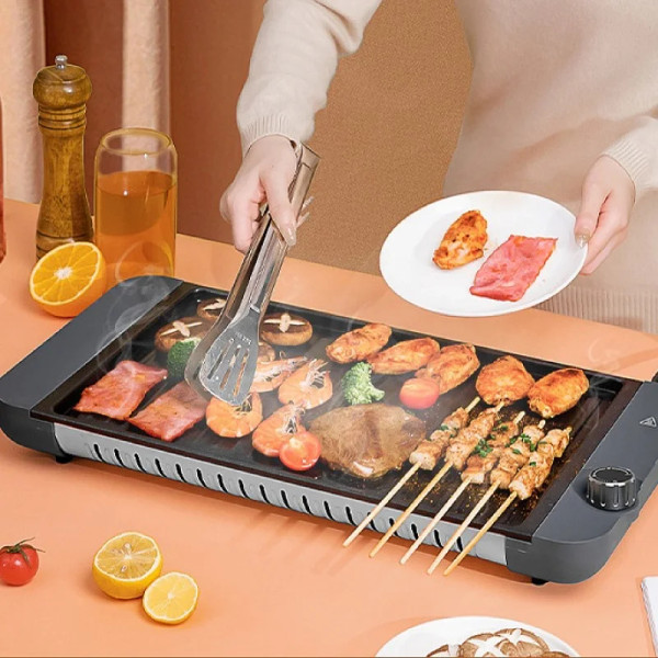 220V Electric Barbecue Stove Home Smokeless Barbecue Fish Machine Large Capacity Electric Grill Multi-function Barbecue Plate