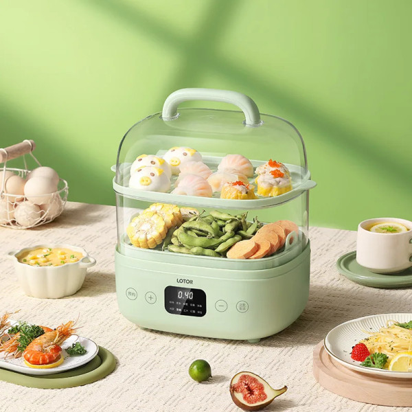6L Smart Electric Steamer Appointment Double-layer Breakfast Machine Multi-functional Steamed Vegetable Buns Egg Steamer 220V