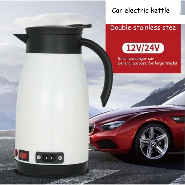 680ml 12V 24V General Motors Kettle Double-Layer Stainless Steel Anti-Scalding Electric Kettle Milk Coffee Heating Cup GL1
