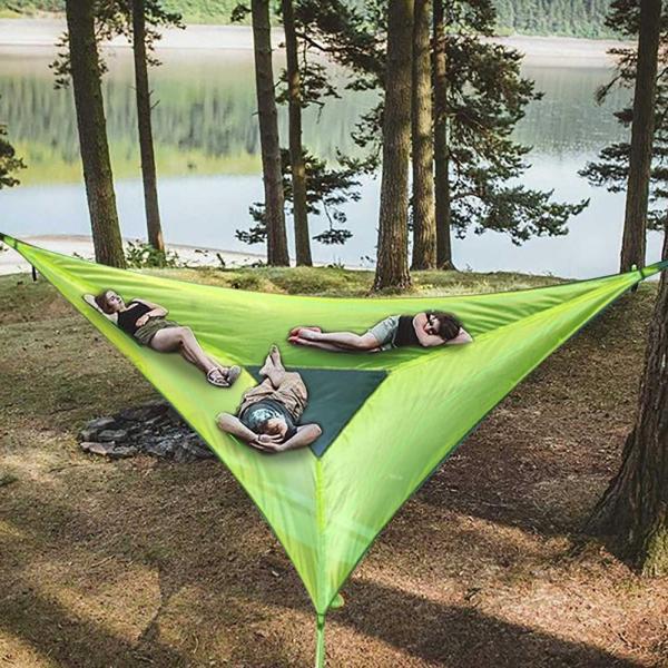 Multi Person Outdoor Triangle Hammock Portable Camping Sleep Bed Jungle Hanging Bed Foldable Picnic Garden Patio Adult Hammock