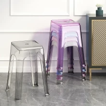 Thickened Nordic Plastic Acrylic Chair Transparent Colorful Small Stool Home Dining Chairs High Round Stool Fashion Stool