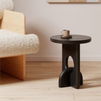 Wabi-sabi Style Solid Wood Black Side Table Modern Minimalist B&B Sofa Round Corner Table Designer Small Home Bedside Table