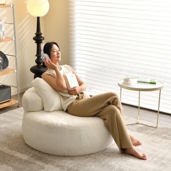 Lazy Person Sofa Pumpkin Chair Tatami Lambswool White Lovely Bedroom Balcony Leisure Small Single Sofa Chair 92*92cm