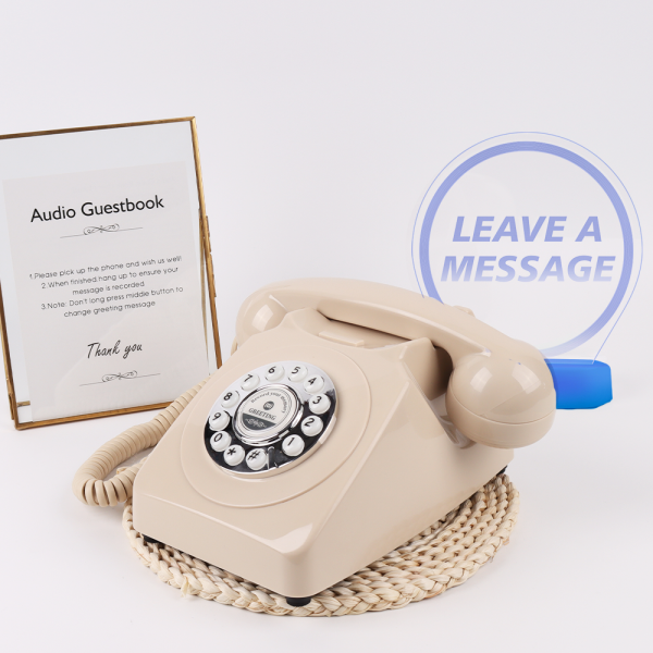 Audio Guest Book Wedding Phone beige Recorder Telephone Audio Guestbook Antique Telephones with Recording Function Retro Phone