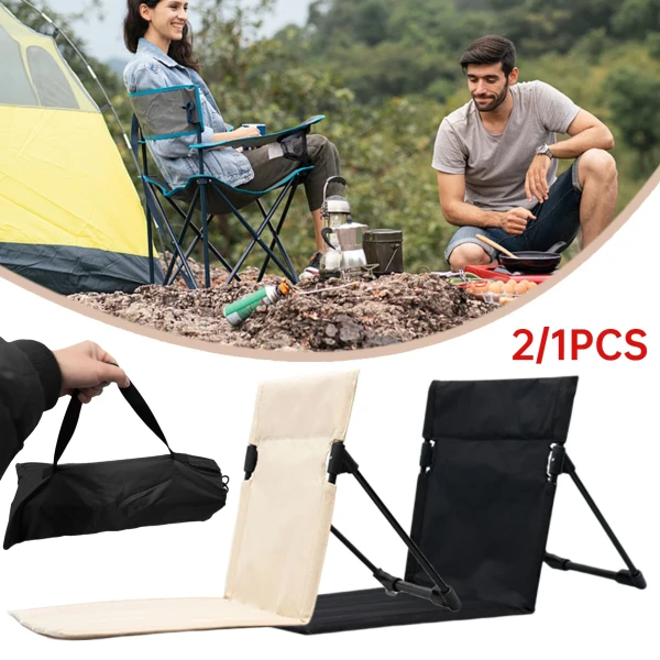 Outdoor Picnic Folding Backchair Lightweight Portable Camping Chair Stadium Seats Lazy Chairs Bleacher Seats Cushion for Beach