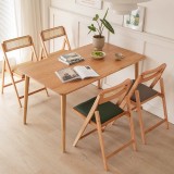 Vintage Solid Wood Folding Chair Rattan Chair Folding Dining Chair Backrest Chair Folding Chair Household Folding Stackable