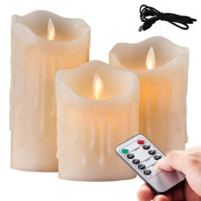 USB Rechargeable Electric simulation Candles Remote Bedside Lamp Warm White Flicker Tea Light Battery Operated Wedding Props