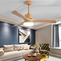 48 Inch Nordic Wood Ceiling Fan Lights With Remote Control 220V Bedroom Ceiling Light Fan Lamp LED Bulbs 42SW-1012 Wood Color