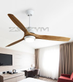 52 inch LED Ceiling Fan Solid Wood Fan Lamp Frequency Conversion 3-color Ceiling Fan 6-speed Remote Control Retro Living Room