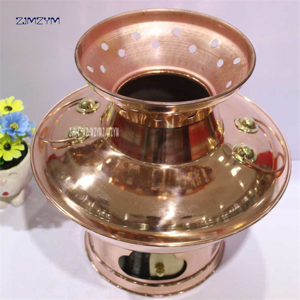 38cm China Sichuan Roast rinse one copper hot pot thickened MongoljEn / Chinese charcoal fondue pot handmade Copper cooking