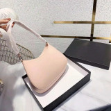 Women Brand Design Solid Color Leather Underarm Bag Lady Fashion Diamond-Encrusted Saddle Bag Magnetic Buckle Oval Bag For Girls