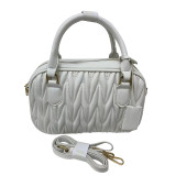Women Brand Design Metal Zipper Argyle Pattern Handbag Ladies Solid Color Versatile Shoulder Bag Soft Leather Round Bag For Girl